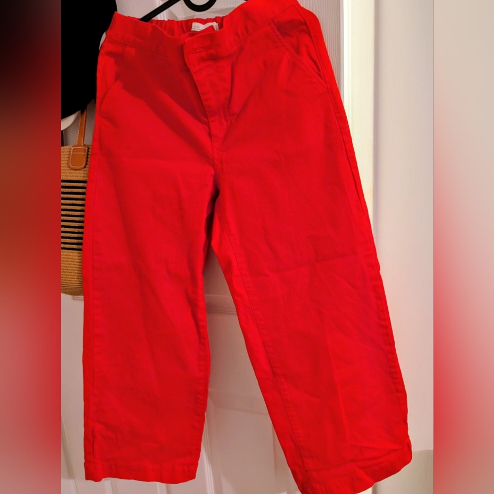 OAK + FORT Wide Leg Pants in Bright Red